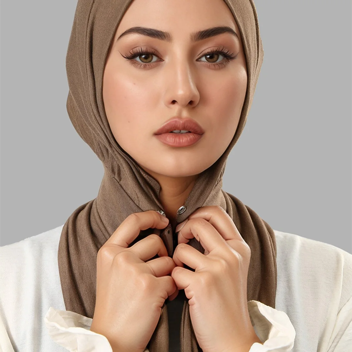 

Women Muslim Instant Hijab Jersey Women Cap with Button Plain Turban Islam Ramadan Soft Breathable Head Wraps Elastic Headscarf