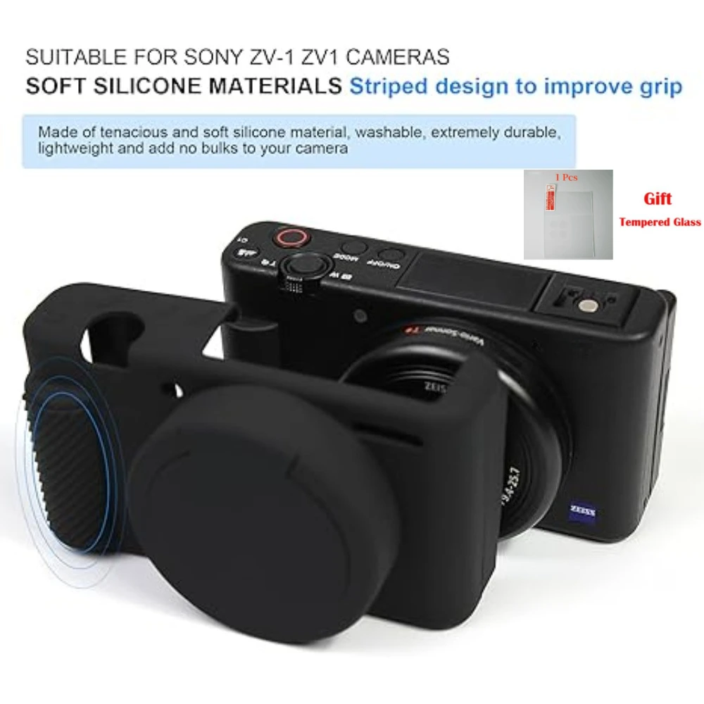 

Protective Cover Silicone Case , For Sony ZV-1 Accessories Camera Bag zv1 Photography Bag + free tempered film