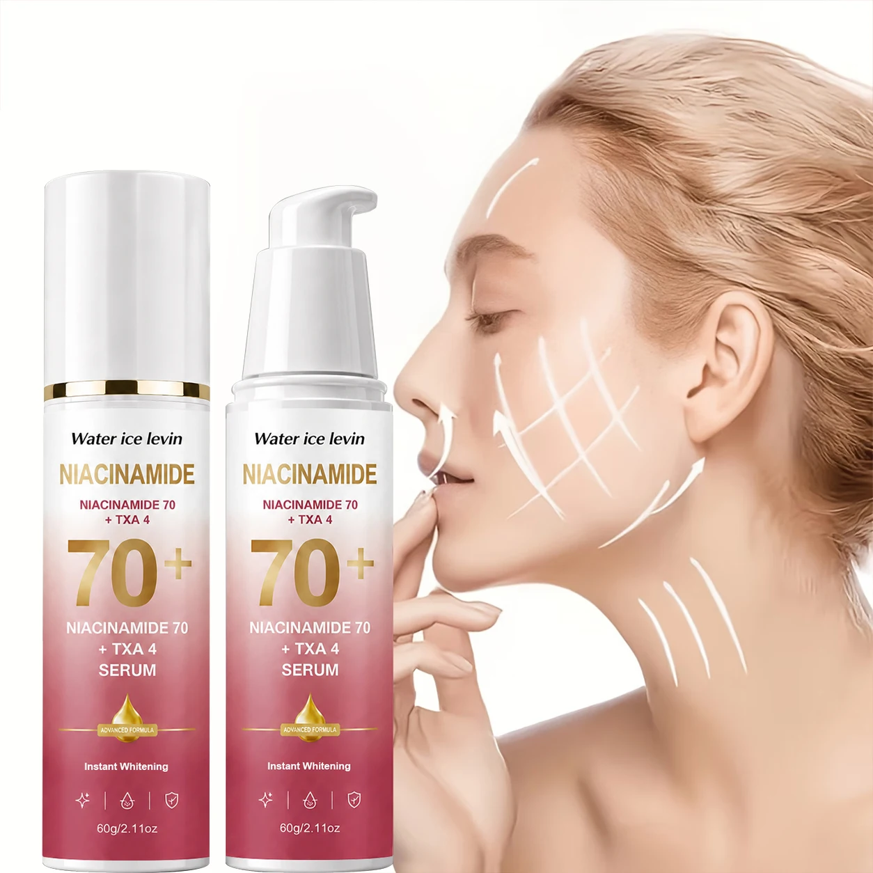 70+ Niacinamid 4 TXA Serum 15% Formel Sofortige Aufhellung Klare Textur Leichtes Gefühl Einfaches Auftragen Tägliches Gesichtsserum 60g