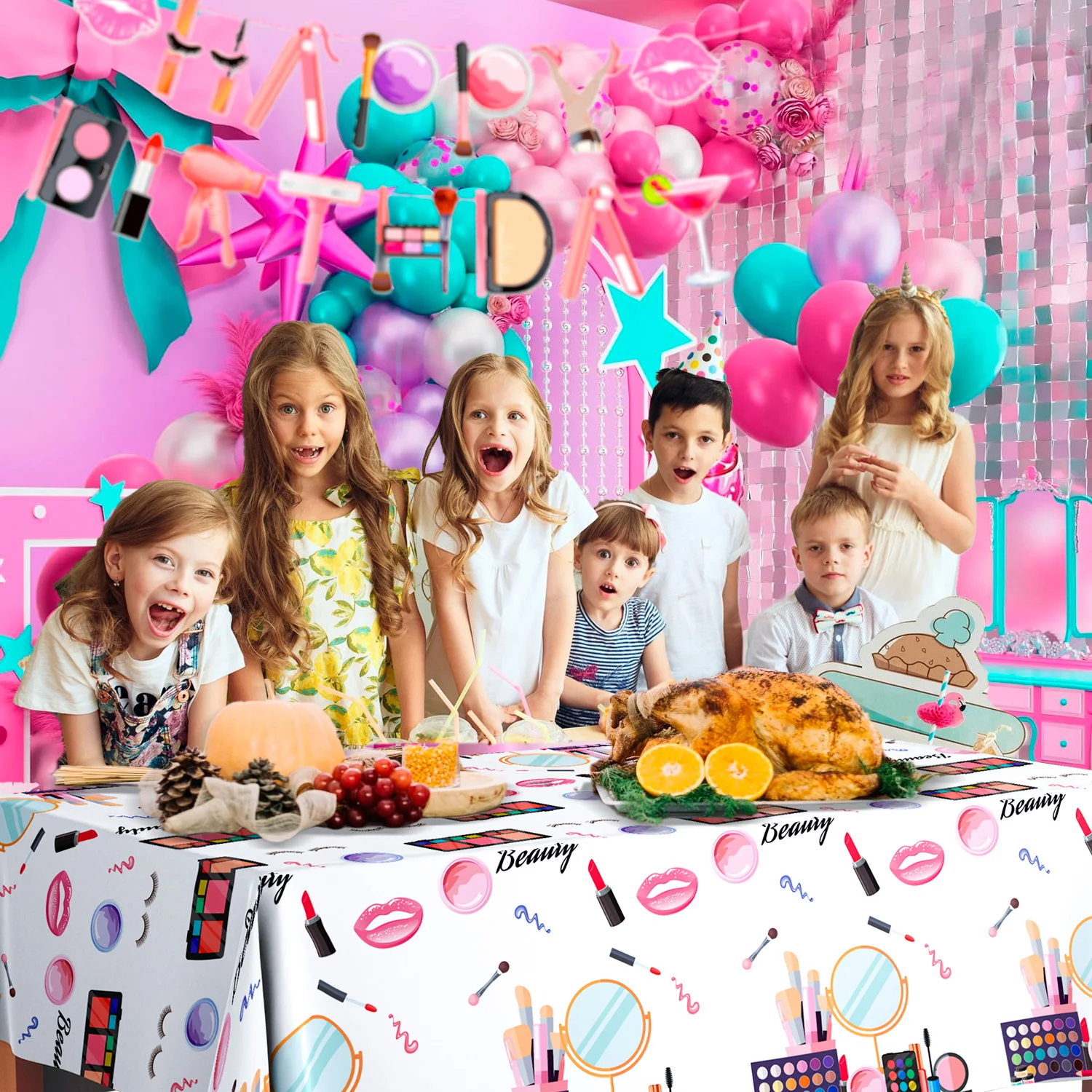 Makeup Party Tablecloth, 3 Pcs - Table Cloth Disposable 评论和价格