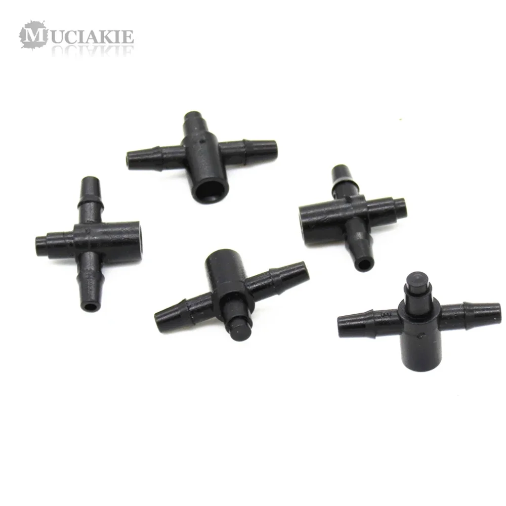 50PCS ID-6.0MM x 1/8'' Barbs Two Branches T Connectors for 3/5mm Tubing Hose Arrow Dripper Set Watering Drip Irrigation Fittings