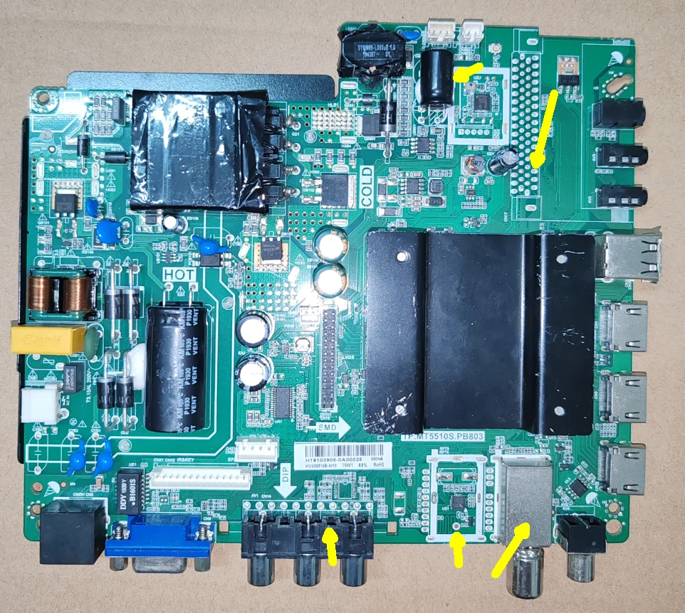 TP.MT5510S.PB803 Płyta główna telewizora z siecią Wi-Fi, zdjęcie produktu, sprawna, do 75W, 600mA, trzy różne specyfikacje