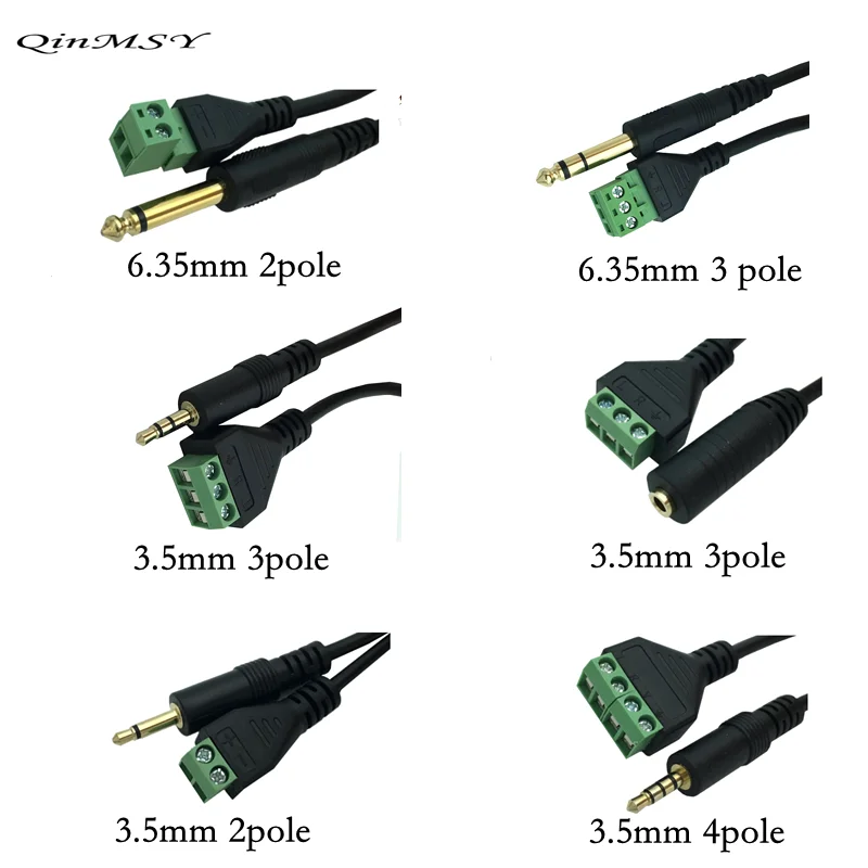 Video AV Balun 3.5 Mm 4 Tiang 6.5 Mm Stereo Male TO AV Terminal Sekrup Stereo Jack 3.5 MM Terminal Blok Konektor 25cm