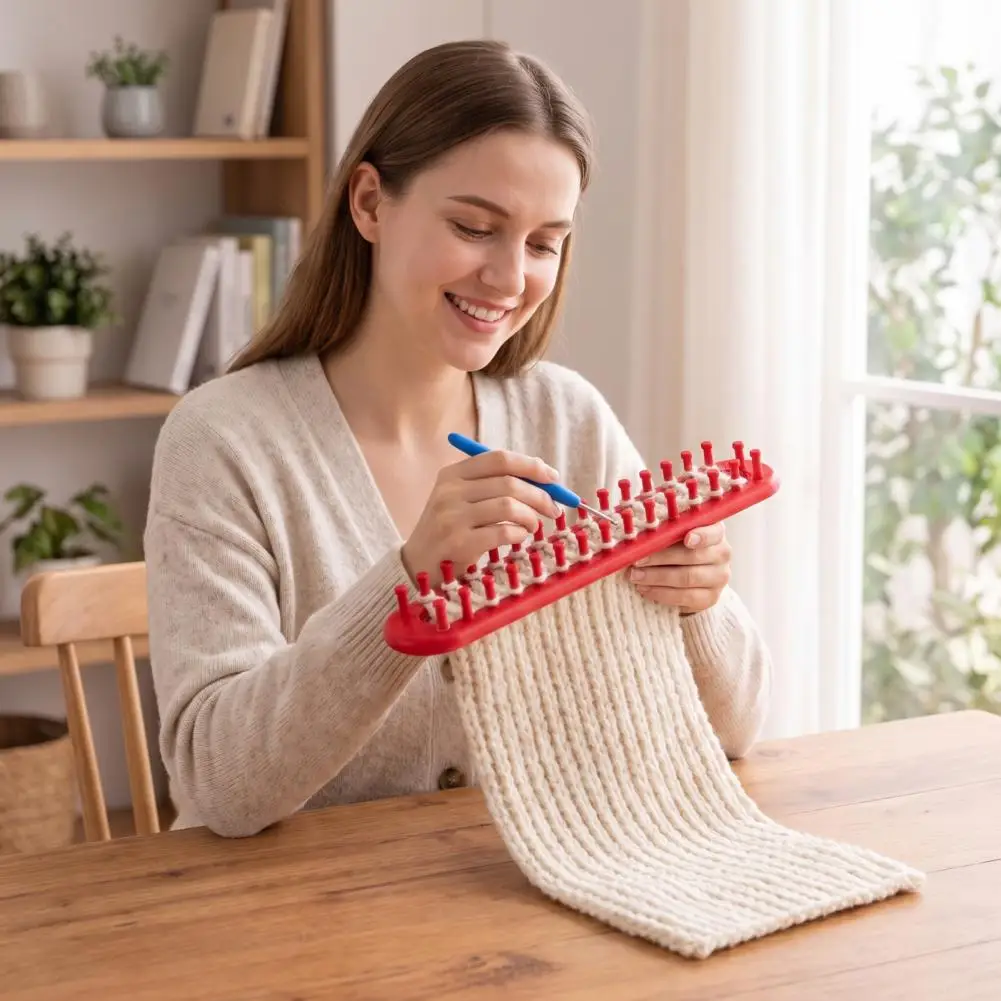 Knitting Loom Kit Rectangular Loom Set Long Knitting Loom Hook Set for Beginners Plastic Rectangular Yarn Weaving Diy Hat Scarf