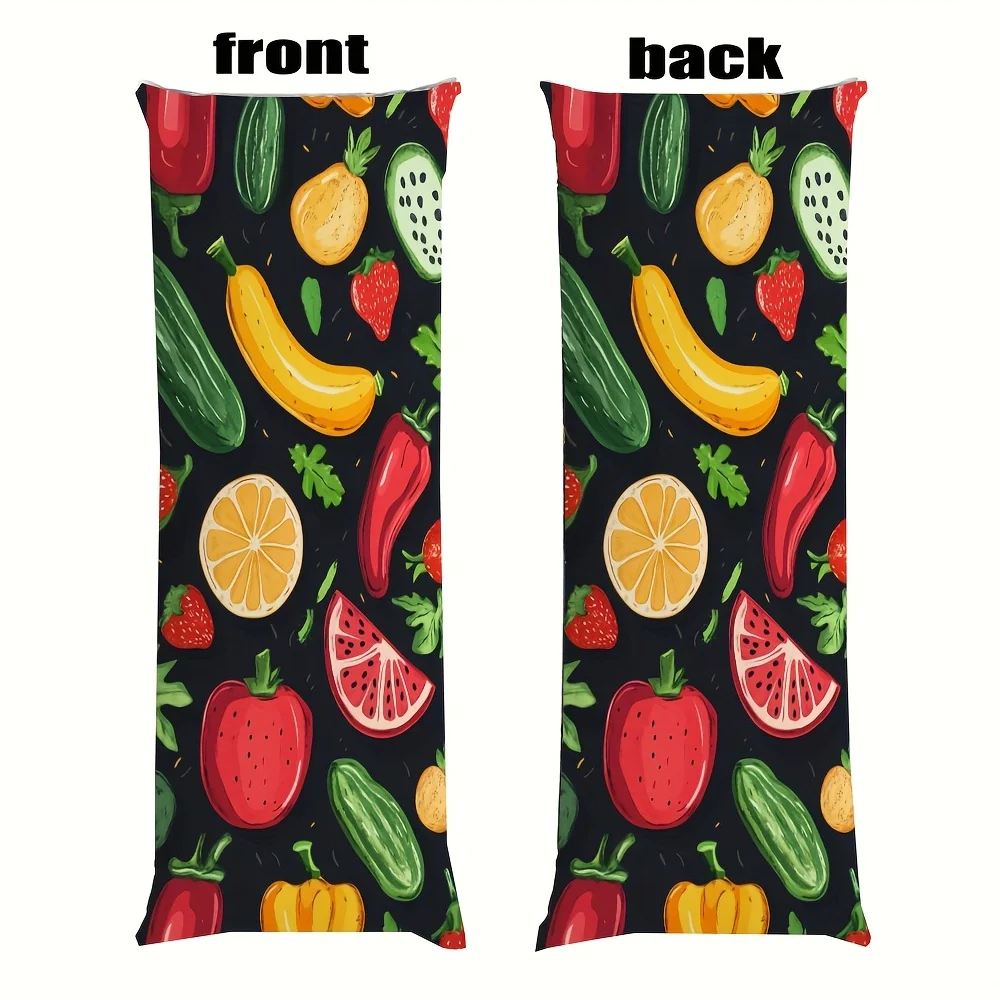 1pc, Short Plush Long Pillowcase, Double-Sided Printed 20X54 Inches Vegetable And Fruit Lightweight Textile Pattern, Bedding And
