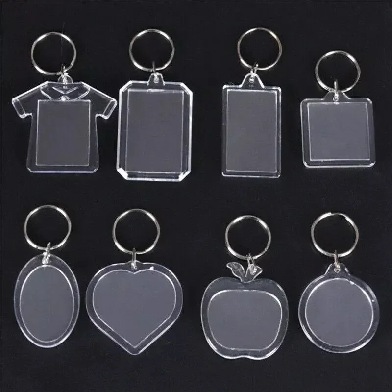 1/5/10pcs Transparent Photo Frame Keychain Tassels Snap-In Custom Insert Photo Acrylic Blank Keyring Clear Blank Picture Pendant