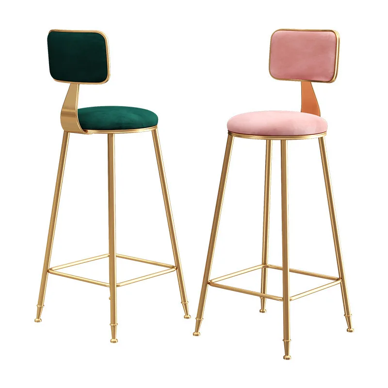 Bar Stools Luxury Furniture High Chair Counter Modern Metal Velvet Bar Stools with Back Restaurant Nordic Kitchen Cheap Gold