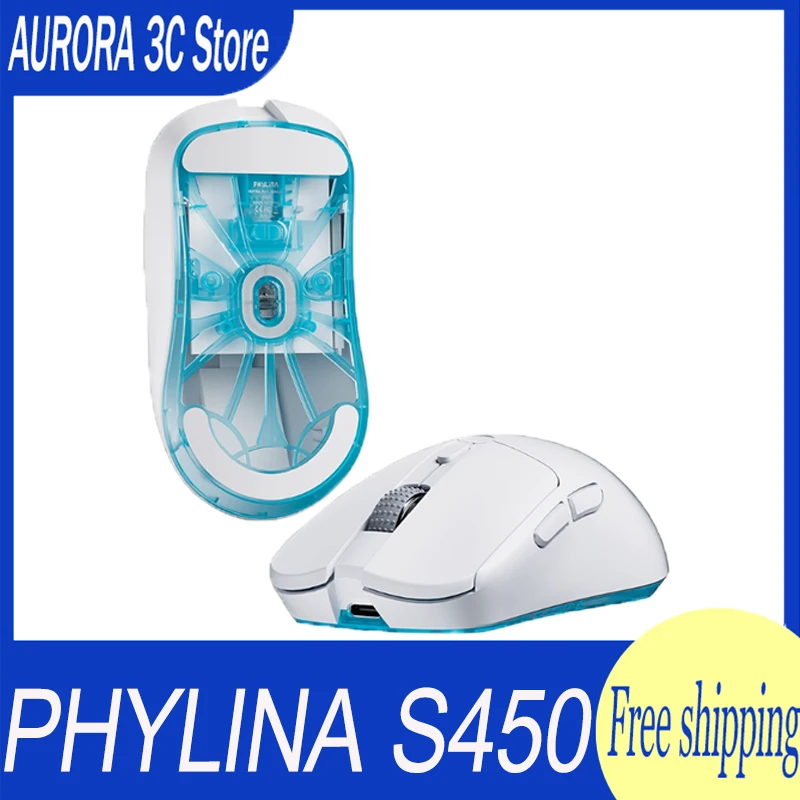 

PHYLINA S450 Проводная Bluetooth-мышь, 2 режима, 2,4G, USB-мышь, 53 г, легкая PAW3395 CSGO LOL CF, программируемая кнопка, геймерские мыши, подарок