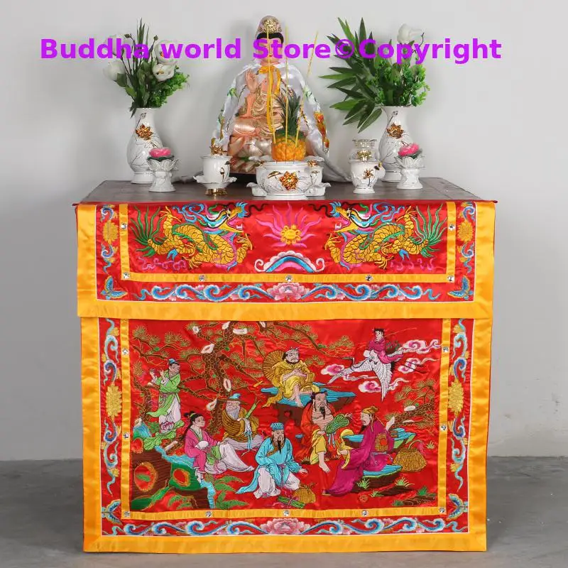 

Buddhist Taoism HOME Temple Worship Guanyin Buddha Auspicious Dragon BA XIAN 8 Gods Embroidery Altar table enclosure Curtain