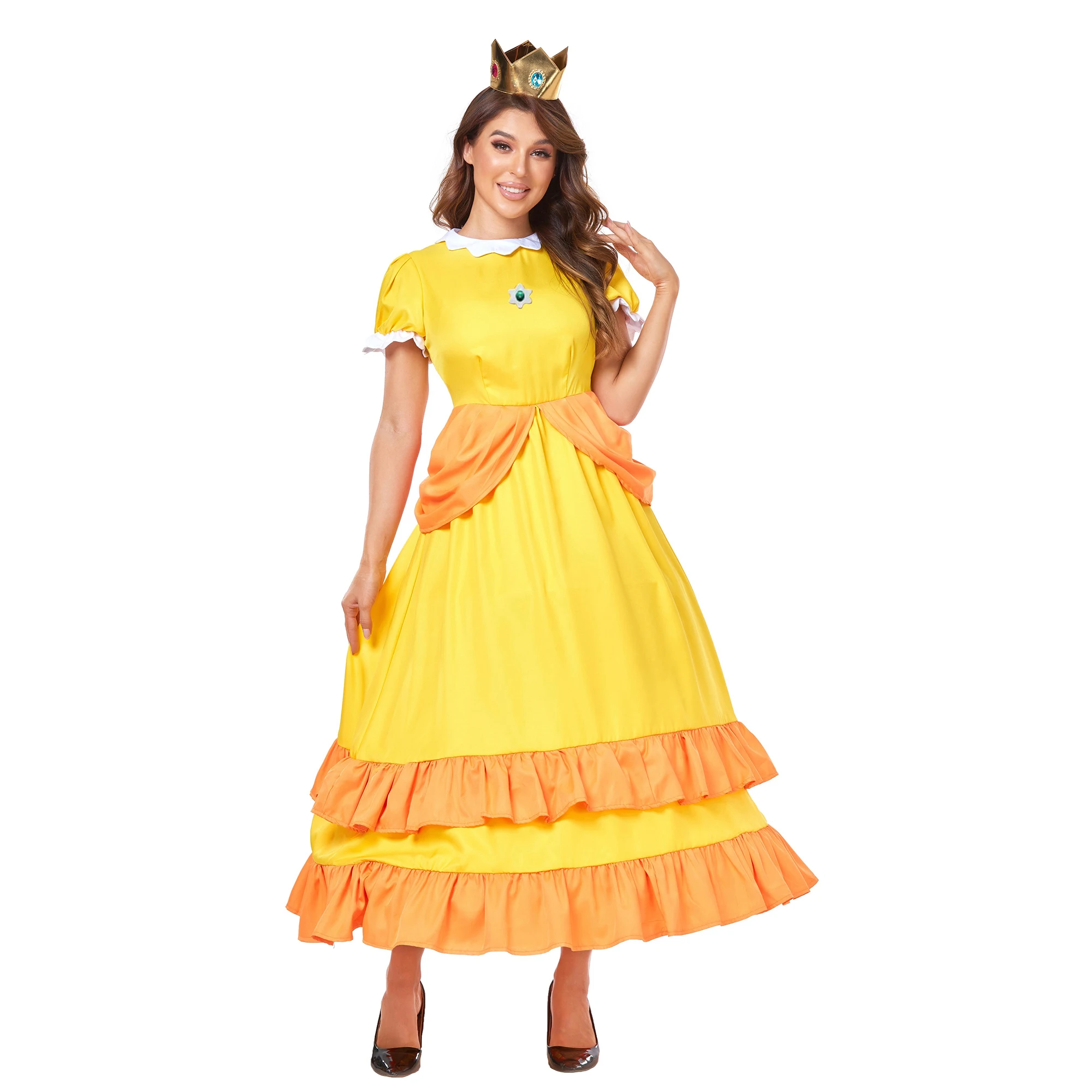 Daddy Princess Peach Cosplay Costume Peach Pink Dress Adult Rosalina Blue Dress Crown Suit Women Halloween Anime Cosplay Costume