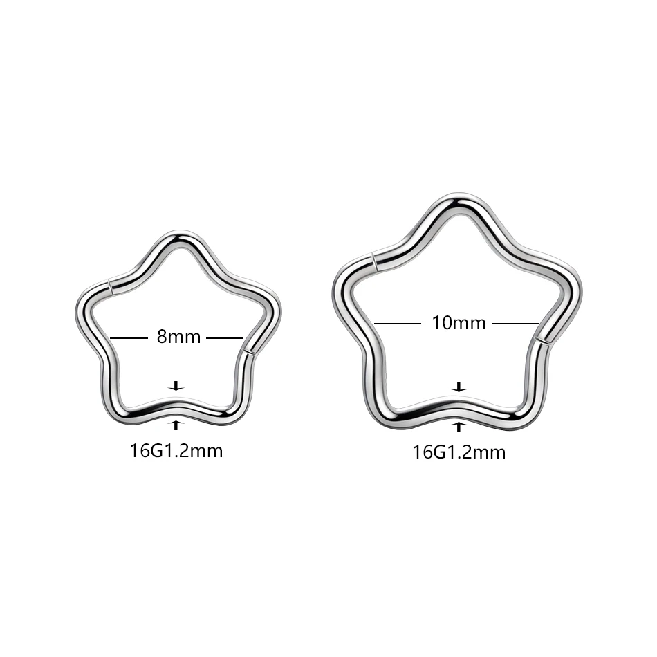 1/5pcs Titanium Star Hoop Earring Septum Piercing Clicker Segment Nose Ring Daith Conch Helix Rook Ear Piercings Women Jewelry
