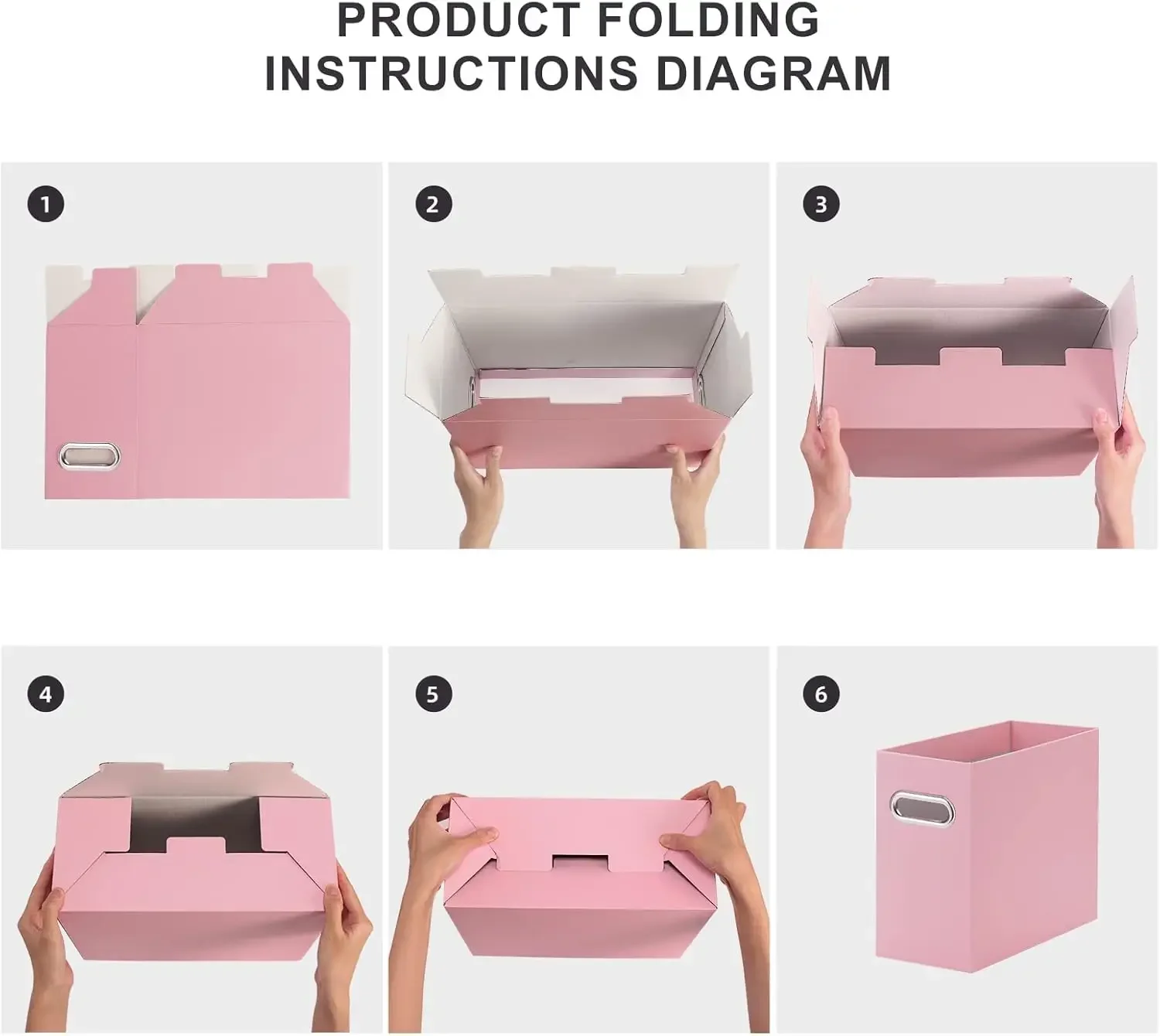 File Organizer, Collapsible File Box, Portable File Box with Handle, The One and Only Box (Pink, 2 Pack)