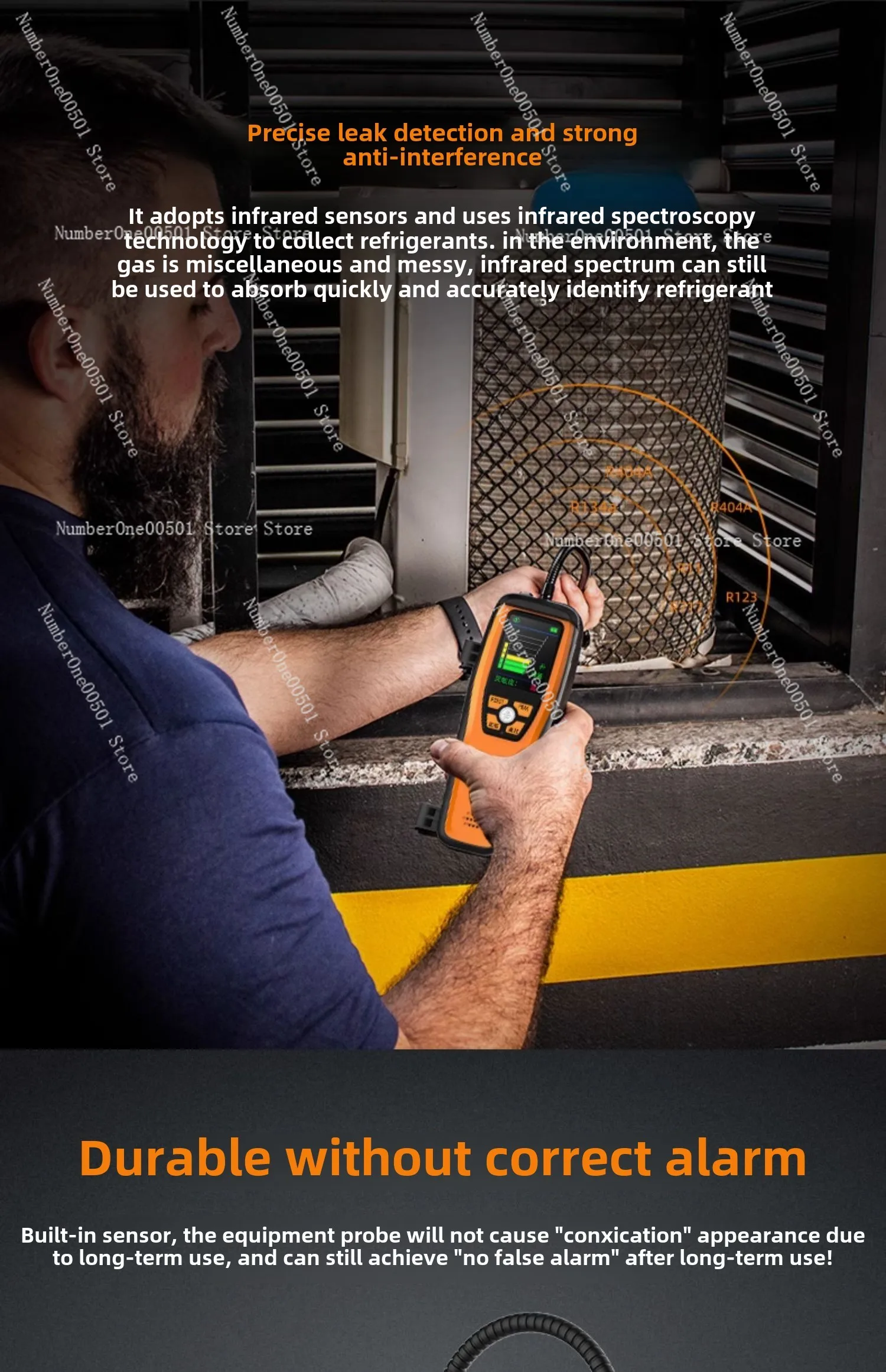 Sensitive Portable Rechargeable Refrigerant Gas Leak Detector Elitech ILD-200