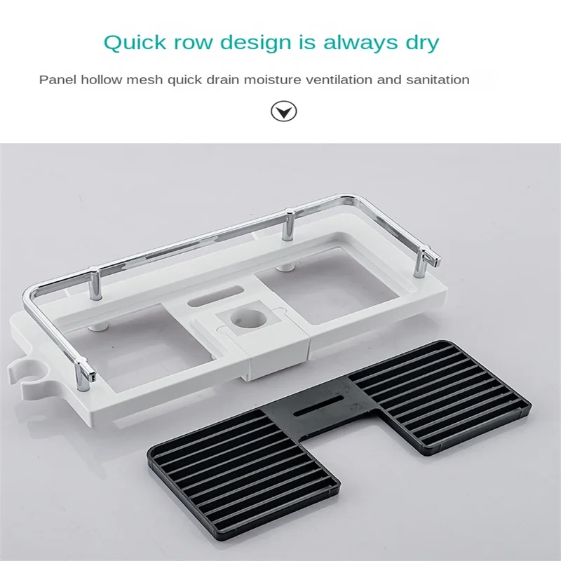 Shower Storage Holder Bathroom Shelf Pole Shelves Shampoo Tray Stand No Drilling Lifting Rod Shower Head Holder Rack Organizer