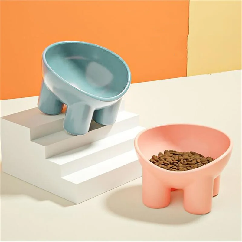 Dog Cat Bowl Elevated High Foot Small Dog Bowl Neck Protector Pet Food Water Bowl Anti-tip Pet Feeding Dessert Snack Dish Plate