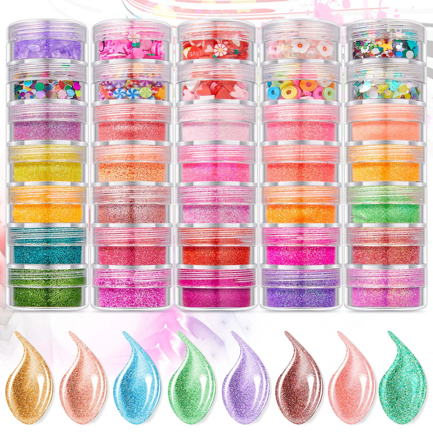 Gel Seven-layer One-piece Bottle, Glitter Powder Nail Art Jewelry Slime Accessories Eye Makeup Nail Polish Glue