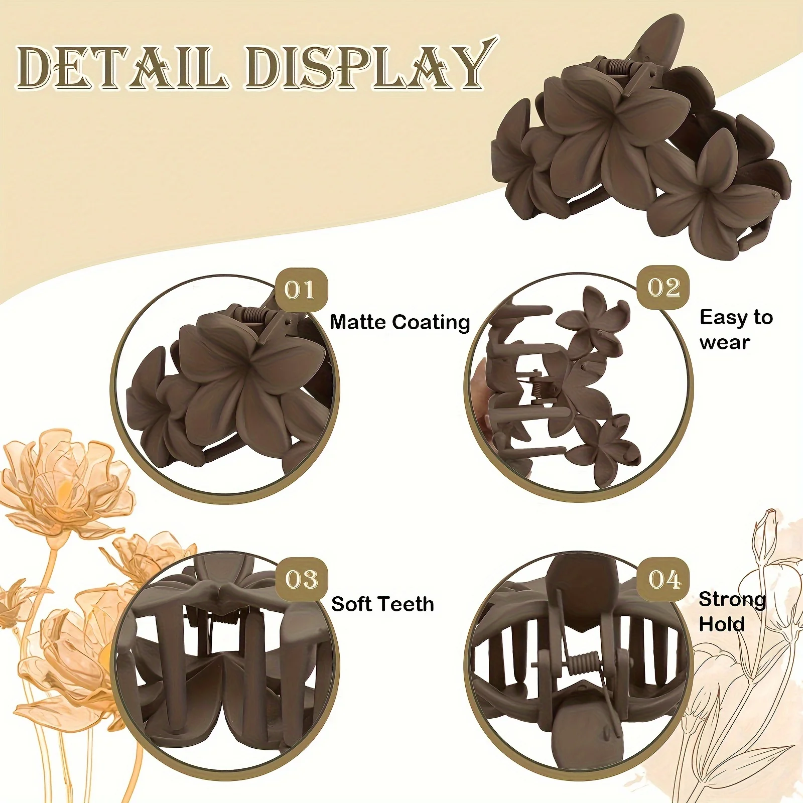 4pcs women\'s flower retro back head hair catcher fashionable elegant