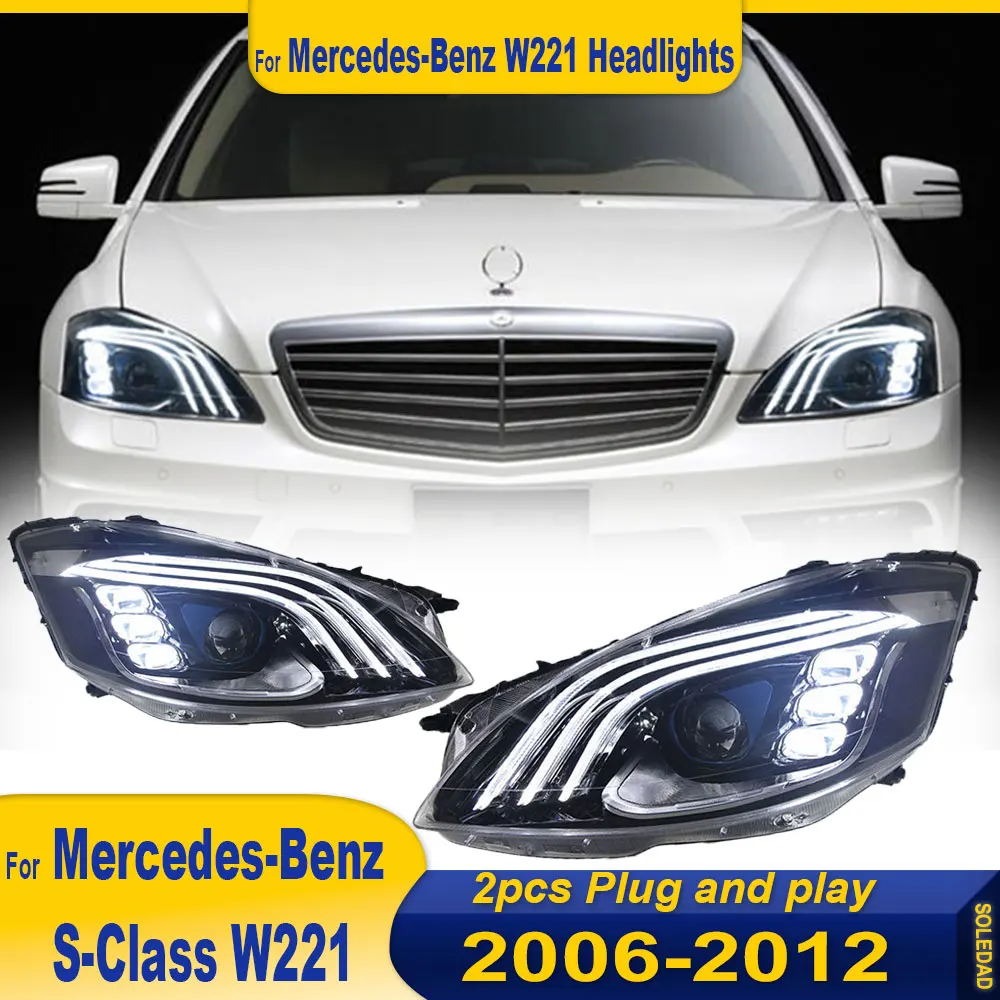 Pair Headlights For Mercedes-Benz S class W221 2006-2012 Maybach style LED Auto Headlamp Assembly Projector Lens Accessories