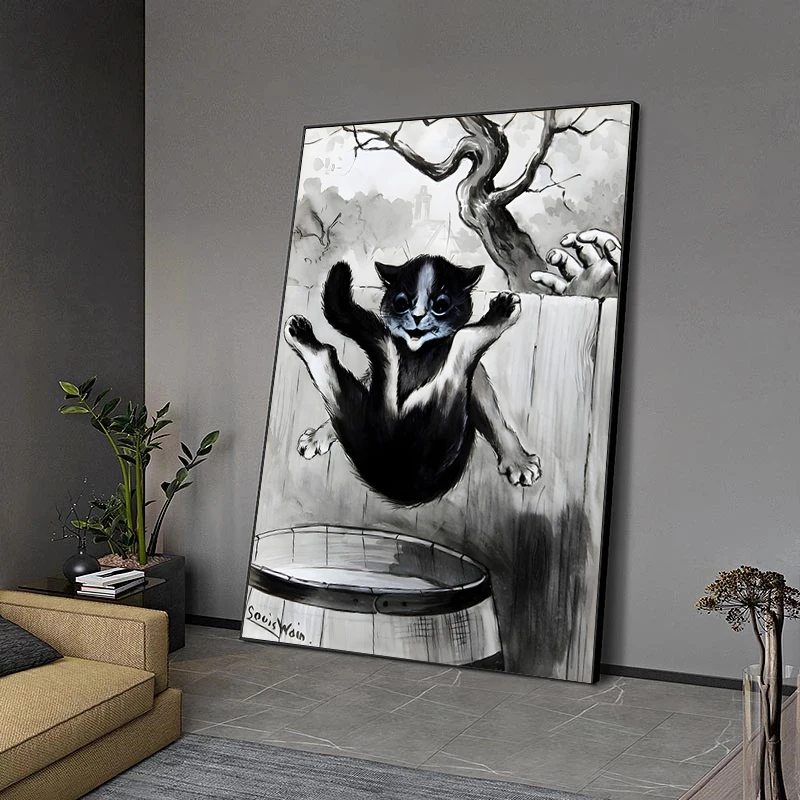 Louis Wain Illustration Exhibition Poster Anthropomorphic Cat Art Prints Canvas Painting Cat Wall Art Pictures Home Room Deco view 3