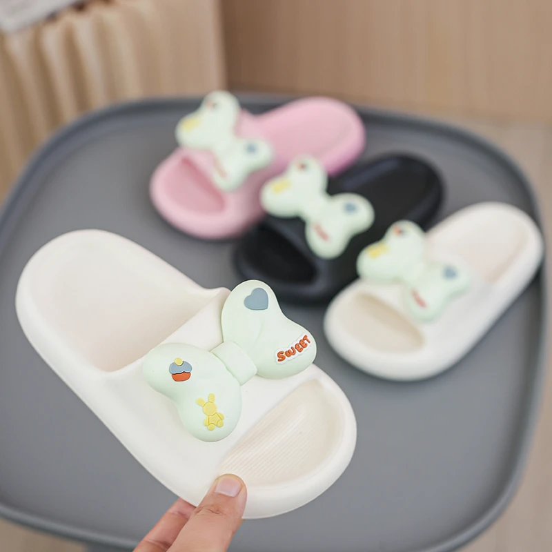 

2026 Popular Children Cartoon Bow Slippers Versatile Eva Slippers Girls Fashionable Soft-Soled Non-Slip Sandals Bathroom Shower