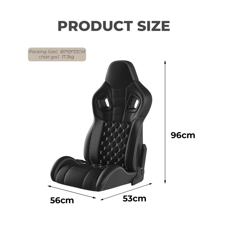 Traditional Leather Racing Seat Ergonomic Design Multifunction Adjustable Height Iron Frame Manual Recliner Comfortable