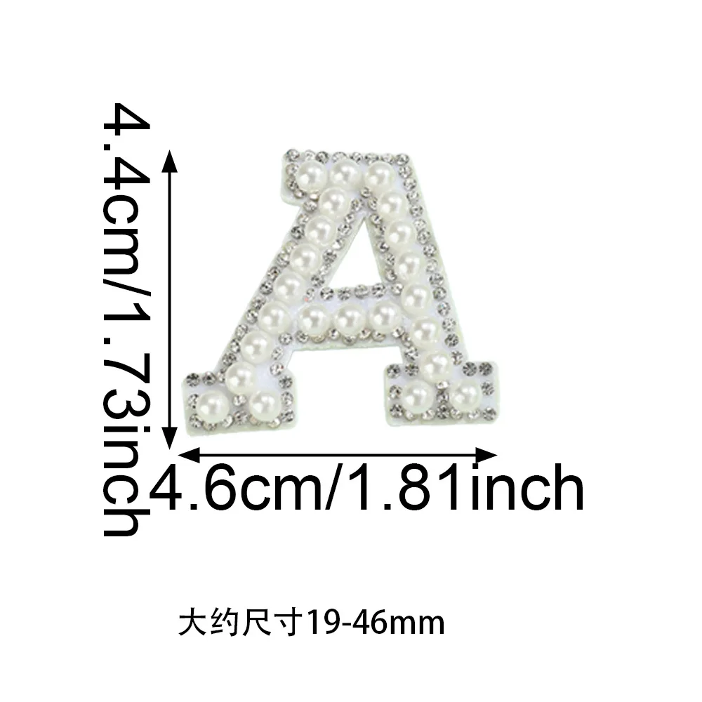 iYOE 1/5 Stück Strass-Buchstaben-Aufnäher Hochzeit A-Z Polyester Englische Alphabet-Applikation für Brautjungfern DIY Hut Tasche Kleidung Basteln – Detail 1