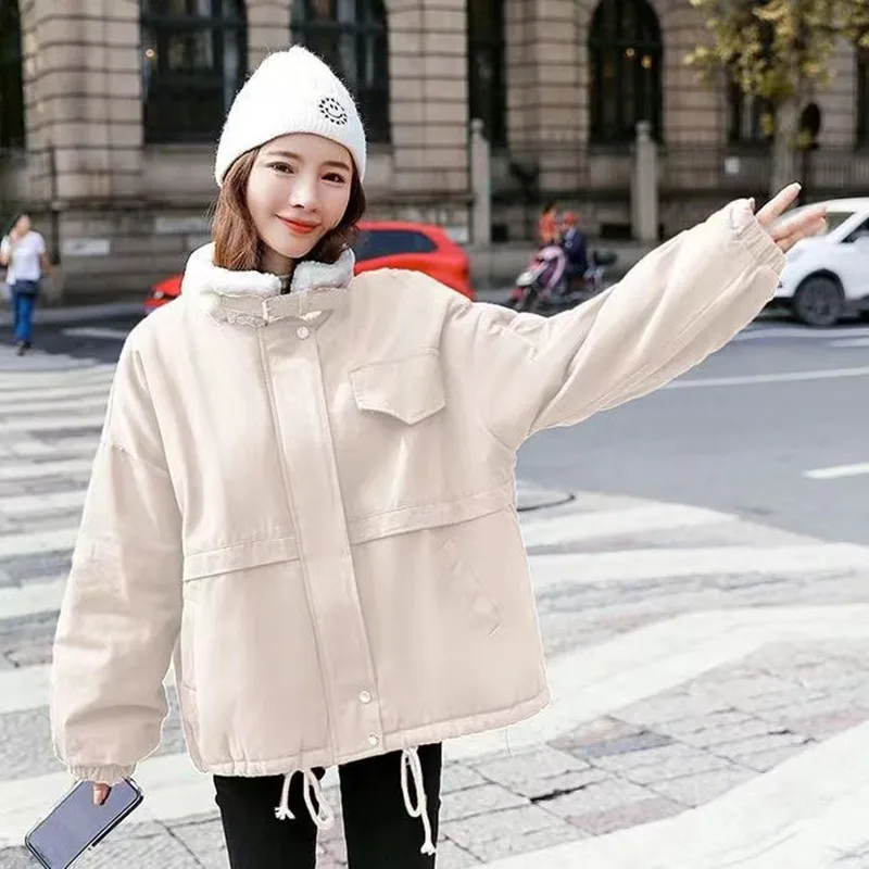 

Parkas Hip Hop Womens Winter Urban Skin-Friendly Interlining Stand-Neck Turn-Down Flocking Snug Mock Double-Sided Aesthetic Girl