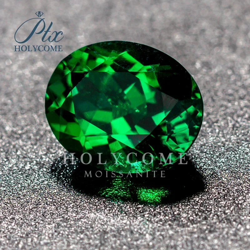 Holycome Brilliant Green Oval Cut Hot Sale Lab Grown Emerald Loose Moissanite VVS1 AGL Certificated Diamond Beads Factory Supply