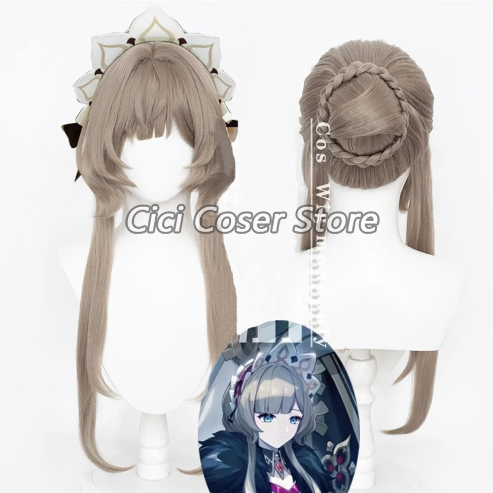 Genshin Impact Marionette Sandrone Cosplay Wig Light Brown Heat Resistant Synthetic Hair Women Halloween Party Role Play ﻿Props