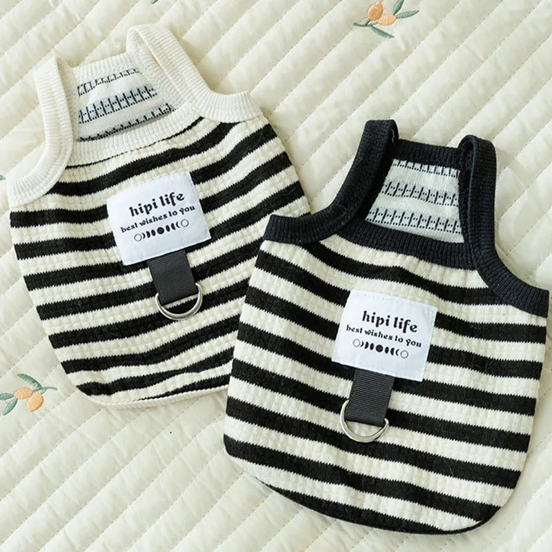

Black White Strips Pet Clothes Summer Sleeveless Hoodies Clothing Puppy Kitten Vest For Small Medium Dogs Dachshund Chihuahua XS