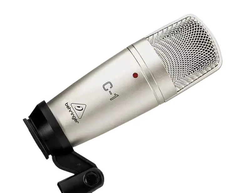 Behringer C-1 USB Studio Condenser Microphone with swivel mic stand mount for digital home recording and podcasting enthusiasts