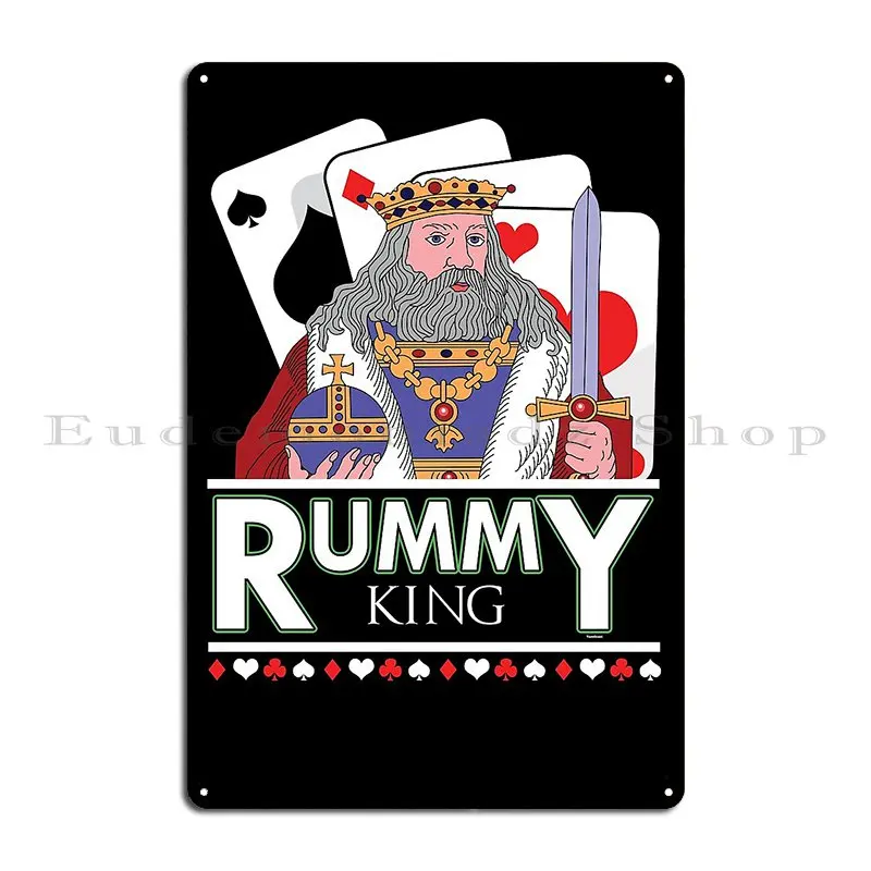 Rummy King Card Deck Metal Plaque Party Character Living Room Plaques Painting Tin Sign Poster