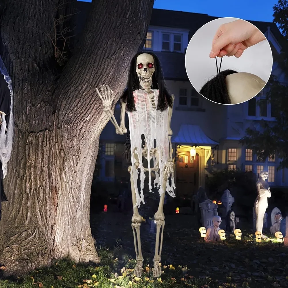 

Halloween Skeleton Full Body Posable Joints, Life Size Bones Haunted House Prop Accessories, Party Indoor Outdoor