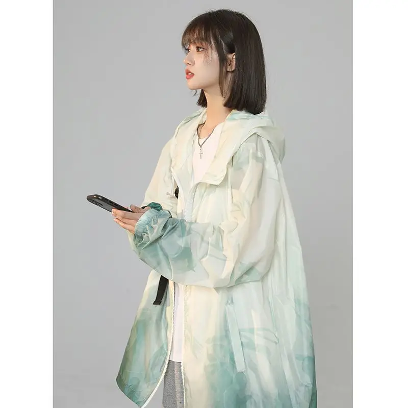 Gradual Sunblock Clothing Women Loose Summer Oversize UV Light Coat Loose Hooded Breathable Quick Drying Sun-protective Clothing