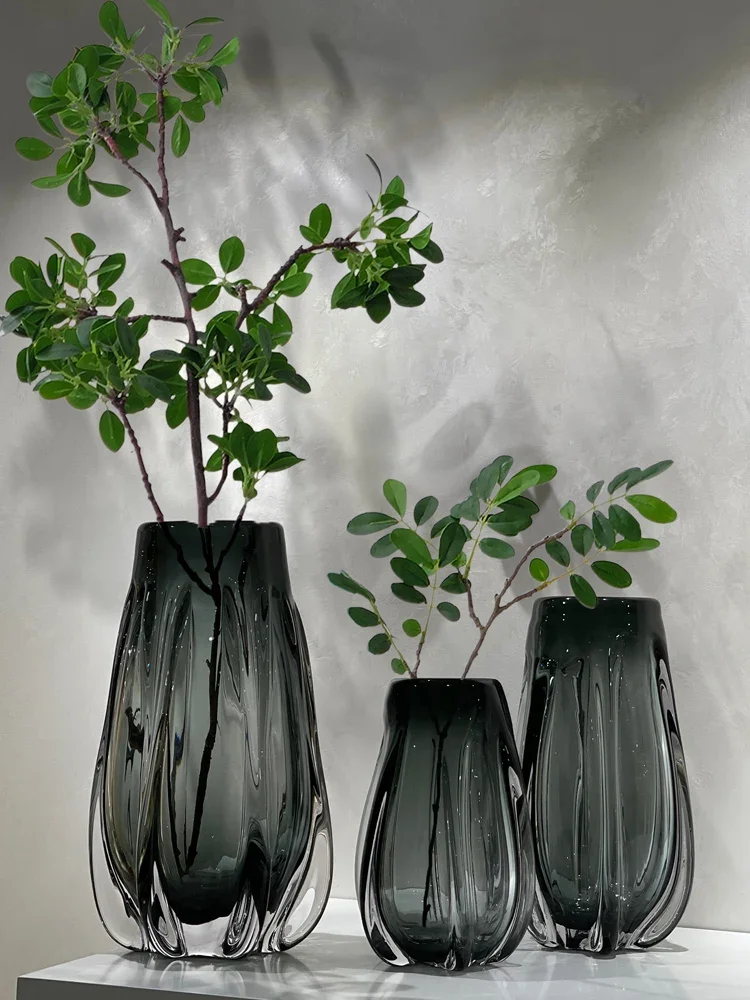 

Современная скандинавская креативная стеклянная ваза для декора гостиной, спальни, стола, дома, праздников, офиса, с роскошным декором, средний размер