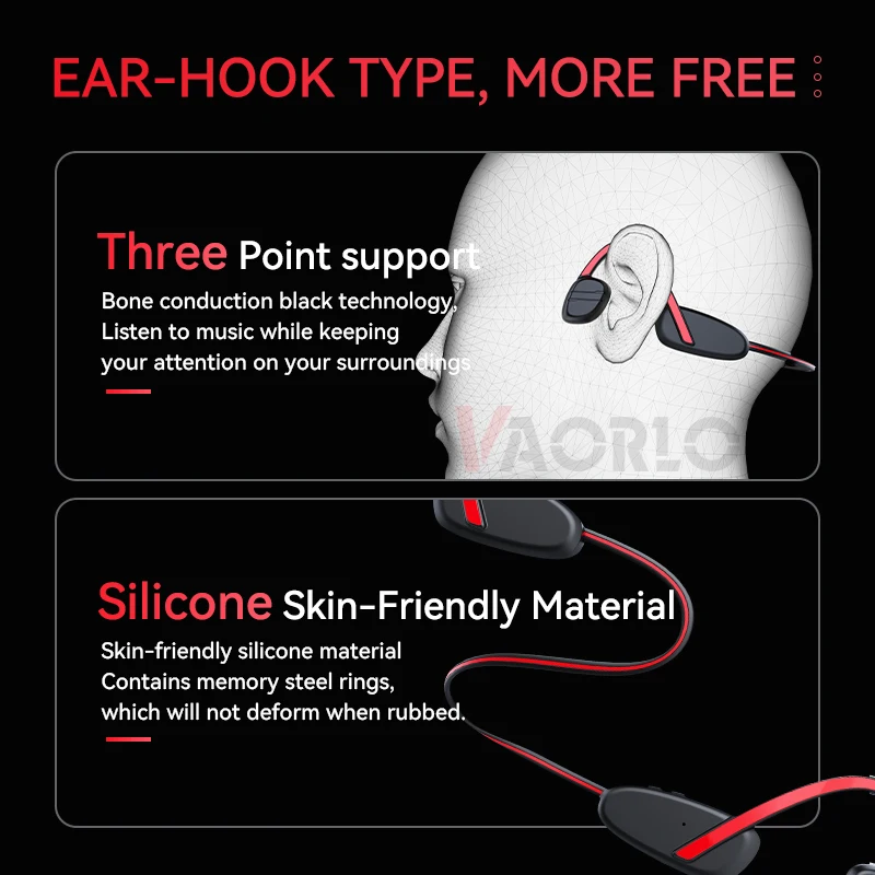 K50Pro Bone Conduction Headphone Wireless Sports Earphone IPX6 Waterproof Ear-Hook Headset Bluetooth 5.3 HIFI Stereo Music