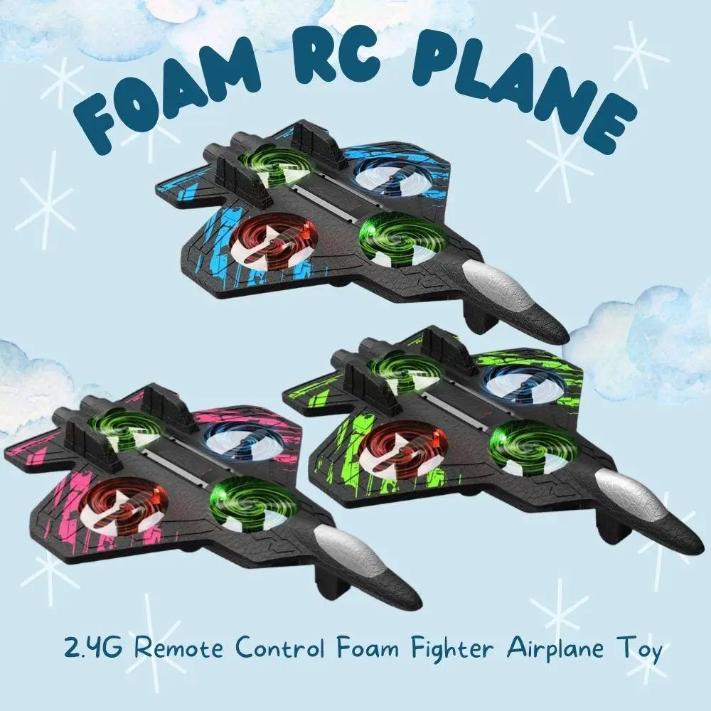 

Пенопластовый радиоуправляемый самолет-истребитель 2,4G с дистанционным управлением Stunt 360° ° Рулонный полет, летающий самолет из пенопласта EPP со светодиодными игрушками для детей