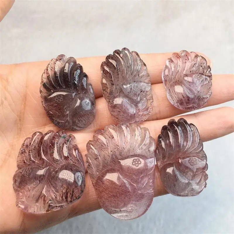 

1PCS Natural Super Seven Quartz Fox Fairy Pendant Carving For Pendant Reiki Healing Stone DIY Accessories Gift 28-37MM