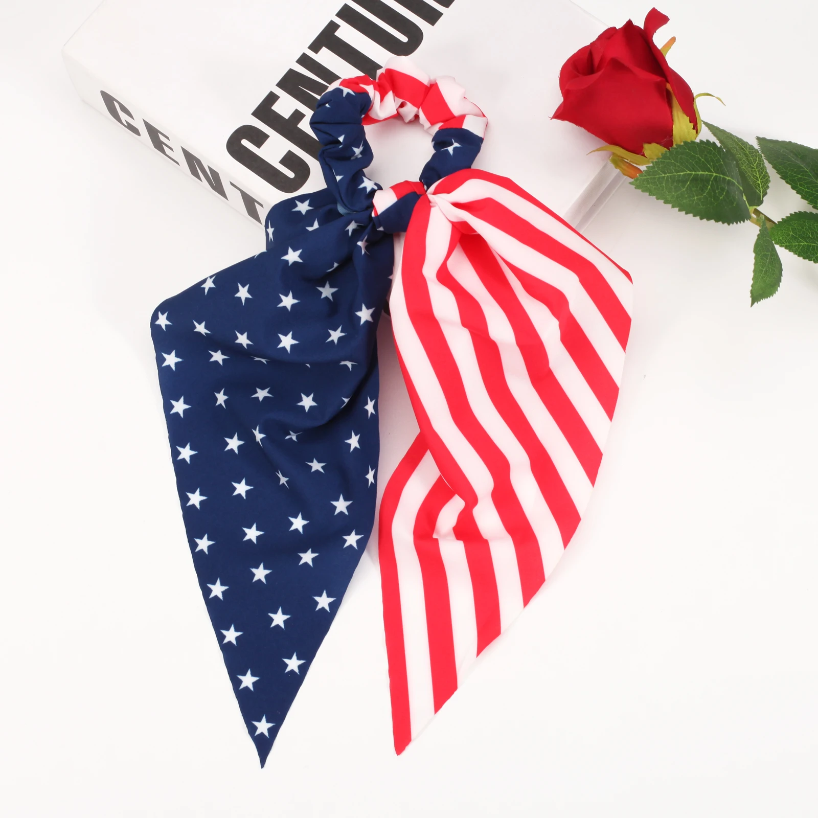 American flag, red, blue and white girl ribbon, American Independence Day women\'s hair band women\'s ribbon
