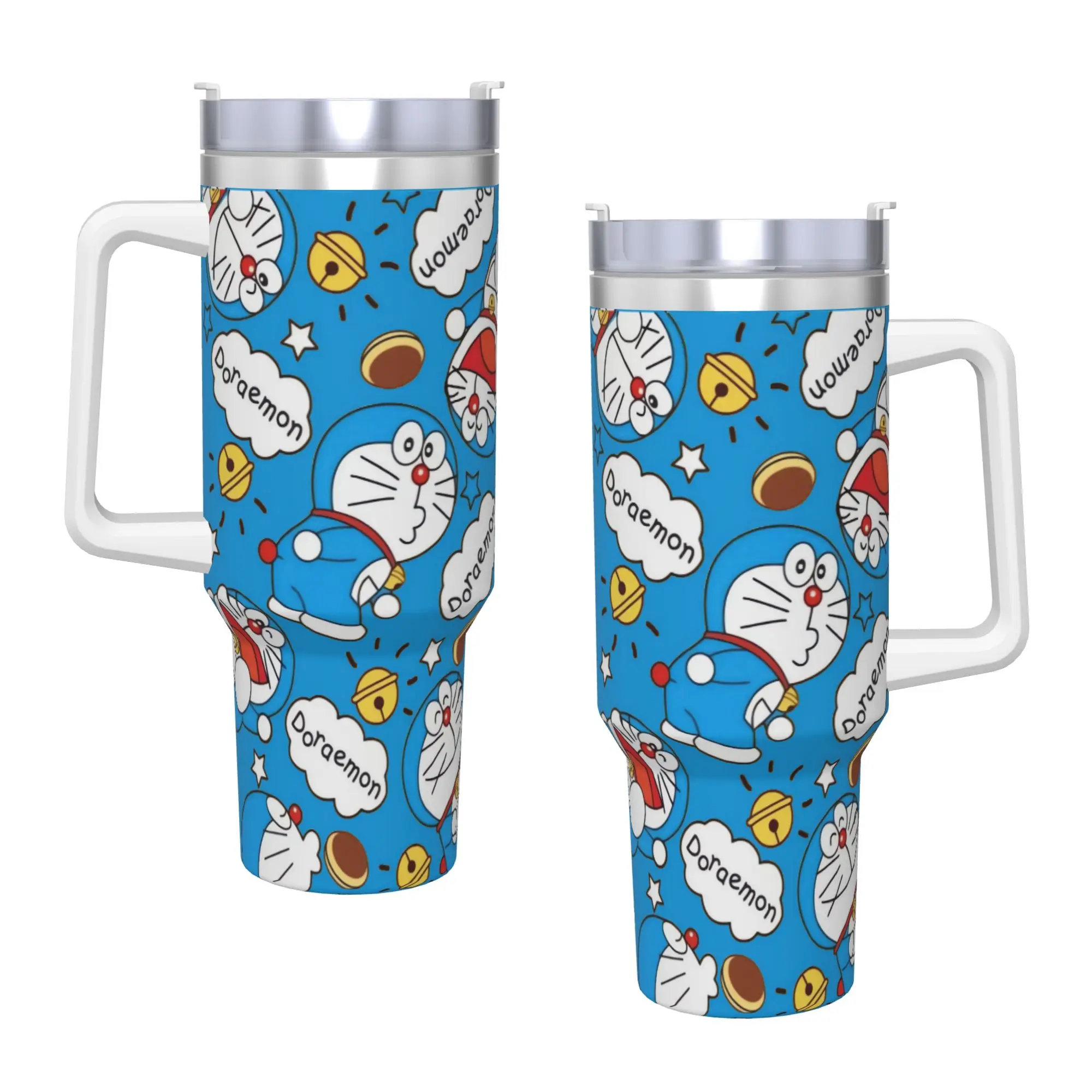Stainless Steel Tumbler Doraemons  Mugs Cup With Straws  Driving Cold Drink Water Bottle Heat Preservation Large Thermal Mug