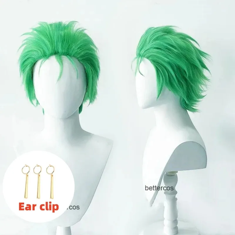 

didi 2025 2025 hhhAnime Slicked-back green Short Layer Roronoa Zoro Comic Cosplay Wigs + Wig Cap