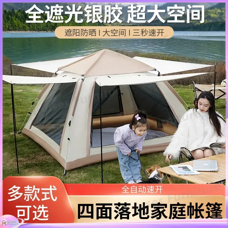 For Automatic Camping Tent Outdoor Portable Quick Open Pop Up Waterproof Rainproof Shelter 2 4 6 Person Family Hiking Beach