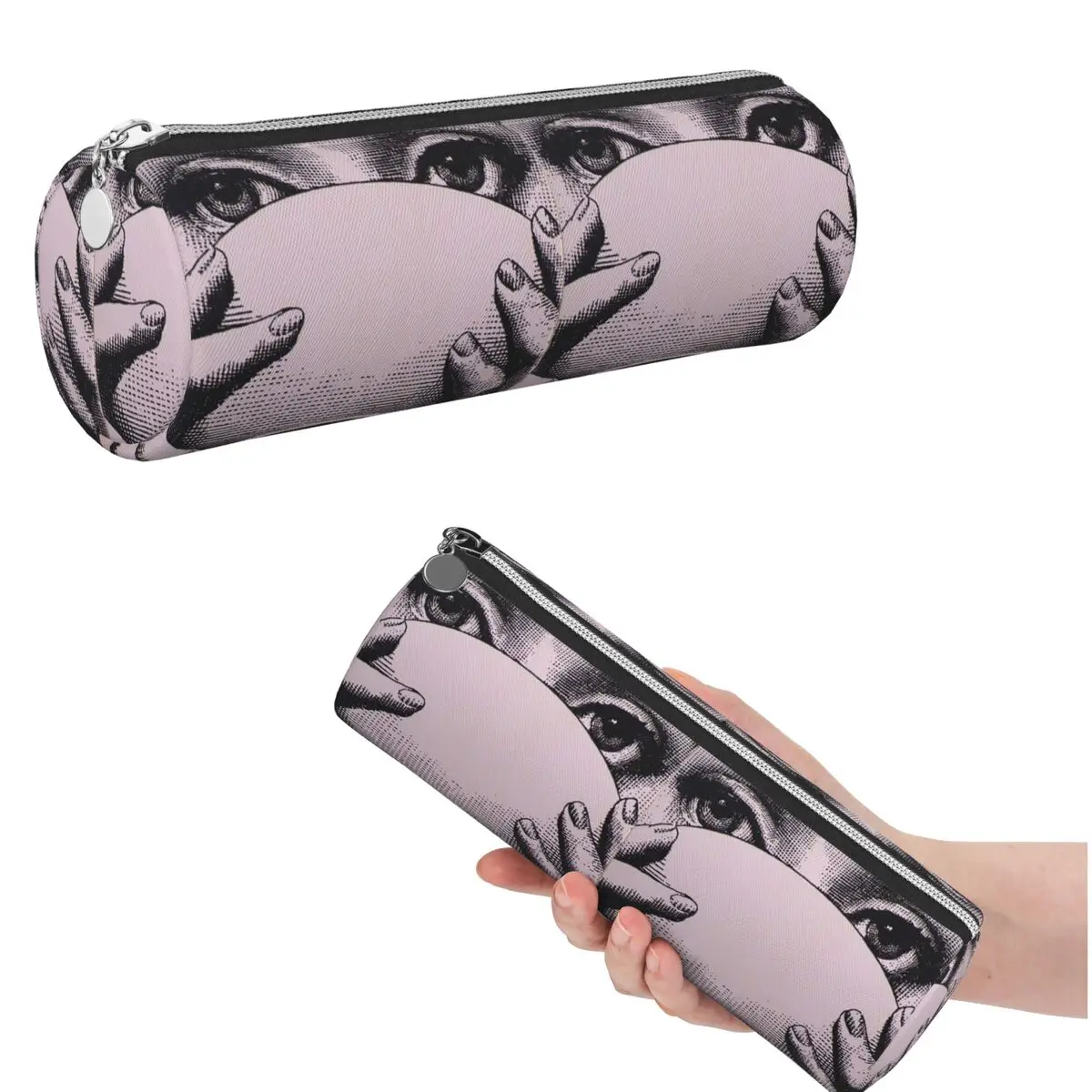 Lina Cavalieri By Piero Fornasetti Black And White Art Pencil Case for Boy Girl School Cylinder Pen Box Pencil Bag Pencil Pouch