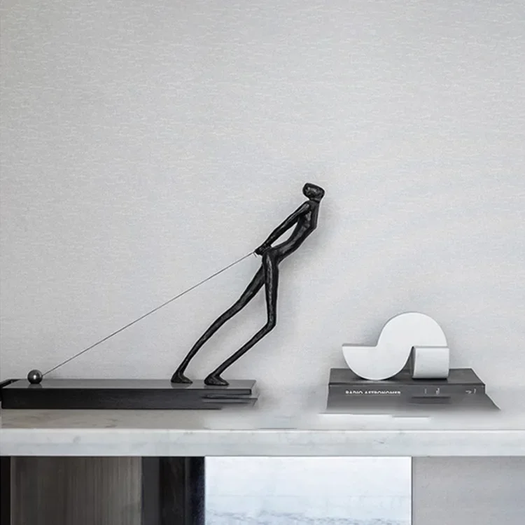 Simple modern creative sports figure ornament black sculpture hotel sales office model room soft decoration