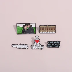 Pride and Prejudice Enamel Pin I Love Mr Darcy Cartoon Metal Brooches Romantic Lover Story Film Lapel Badge Gift for Friends