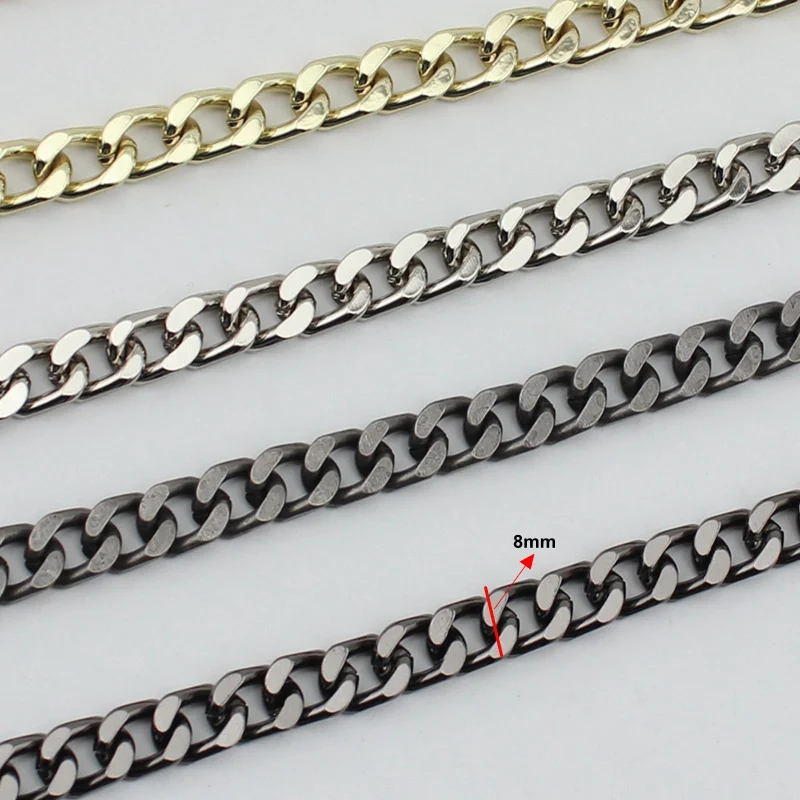 120cm 130cm 7 colors width 8mm Chains Four face Fashion Chain making bag handbag chain removable long chain metal strap