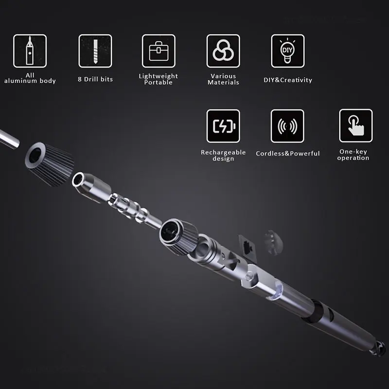 مثقاب كهربائي صغير من Youpin Wowstick ، مثقاب يدوي من قطعة واحدة ، صغير وخفيف الوزن قابل لإعادة الشحن ، 8 بت ، أدوات إصلاح