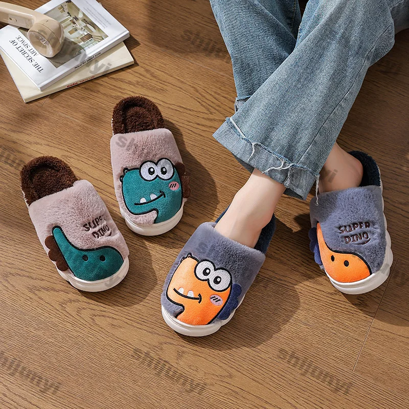 

Хлопковые тапочки для детей, осень-зима 2022, домашние тапочки с героями мультфильмов для женщин, теплая плюшевая хлопковая напольная обувь на платформе