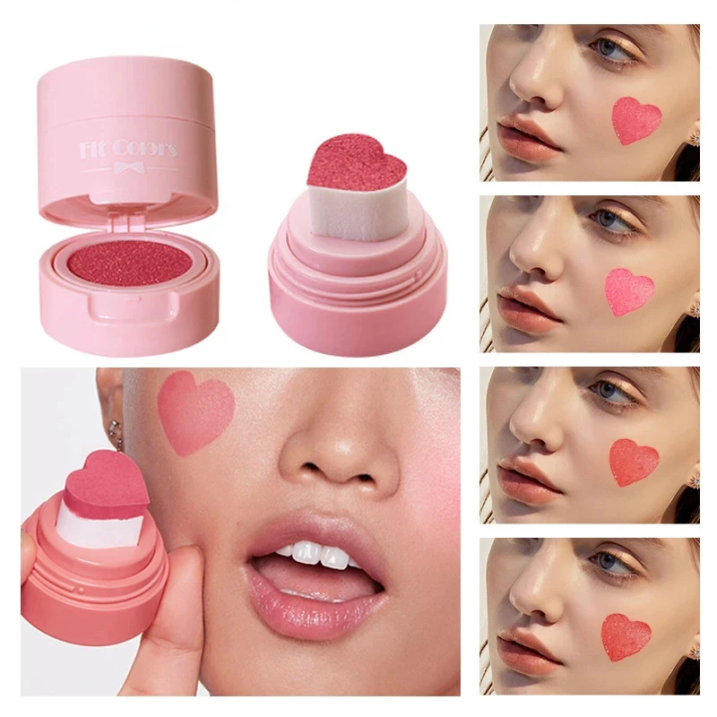 New Soft Sponge Stamp Blush Heart Shape Cushion Blusher Liquid Cheek Rouge Tint Nourishing Natural Makeup Brightening Complexion