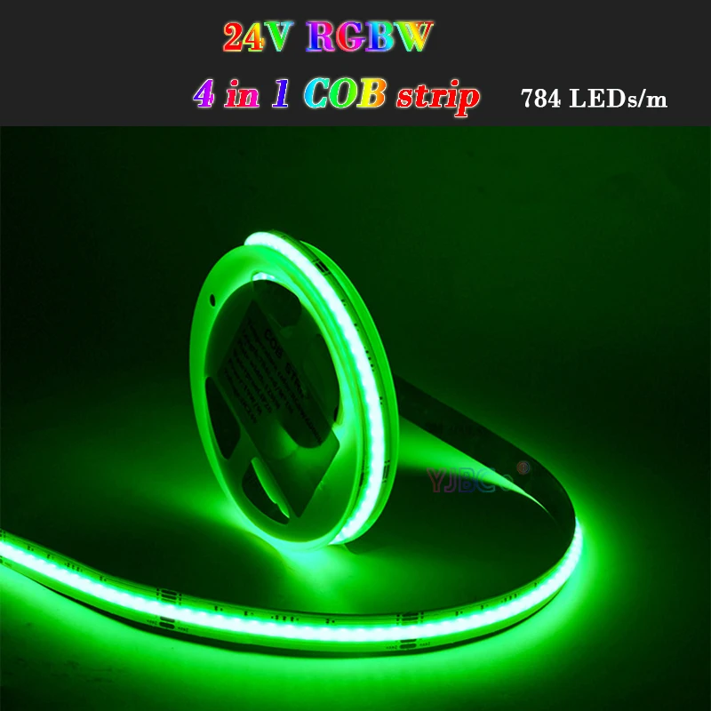 

24V 5M RGBW 4 in 1 COB LED Strip light 784LEDs/m FCOB atmosphere colorful Lamp high brightness Flexible Lights Tape 12mm PCB